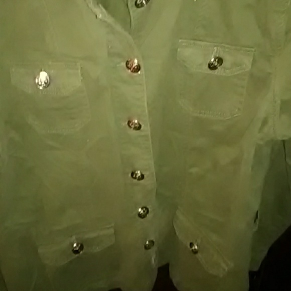 Khaki cargo type jacket lots of silver buttons - Picture 3 of 8
